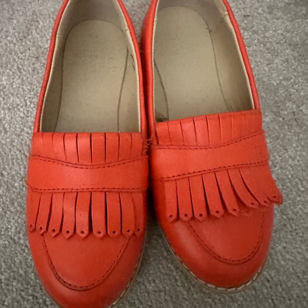 Orange Fringe Loafers